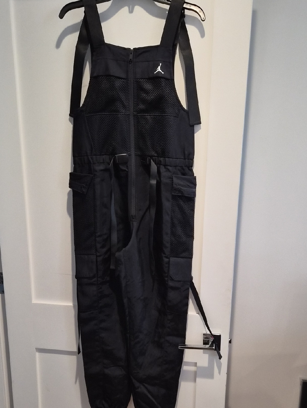 Jordan Black Utility Jumpsuit with Mesh Panels